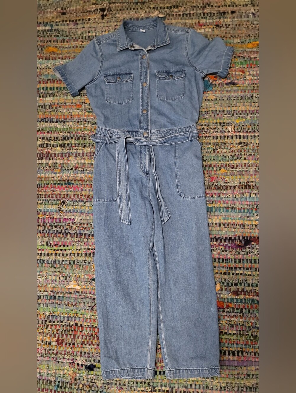 Old Navy Blue Jean Denim Jumpsuit Utility Coverall Romper sz M